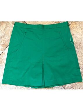 New Ralph Lauren Golf Women’s Chino Pleated Shorts Green Cotton Pony Logo Size 8